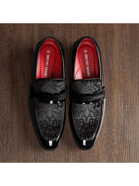 Bruno Marc Men\'s Black Velvet Faux Leather Loafer Slip On Tuxedo Formal Shoes main image 5